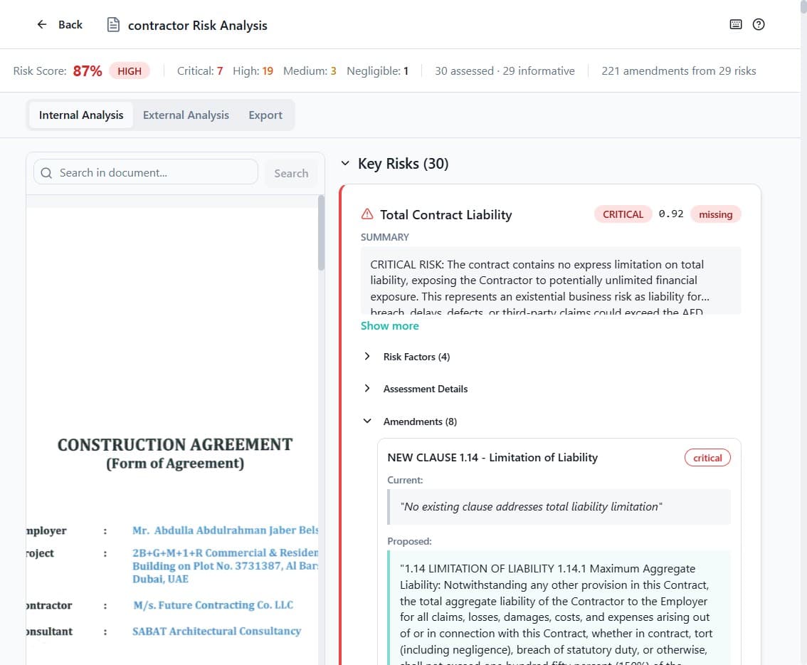 Contract risk analysis